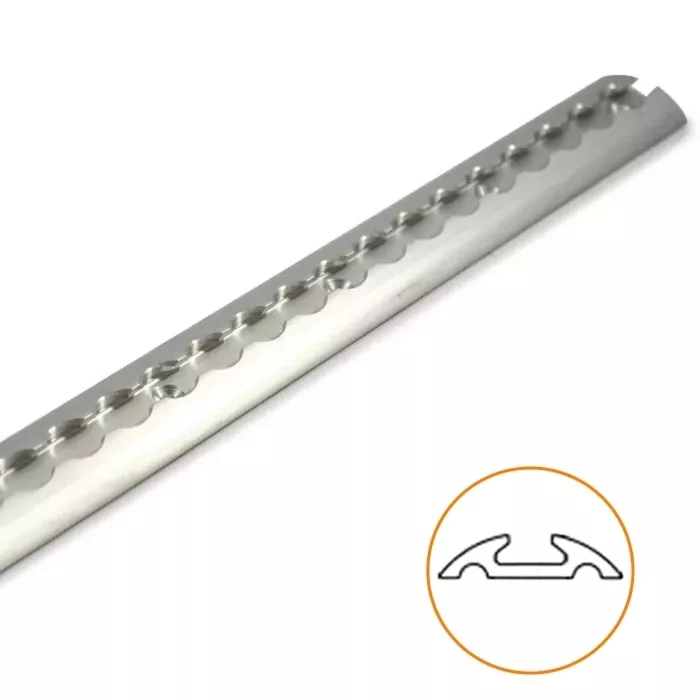 L-track airline rail - 2.54m – Semi-circular (Aluminum) L Track Rail with Drilled Hole 3.3ft Sturdy Structure Robust Alumi