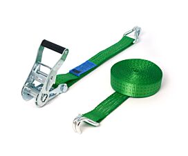 All Tie-Down Straps 35mm 2.5T - 6.5m - 35mm – 2-part – Double J-hooks - Green