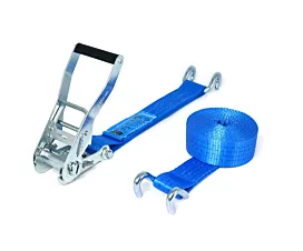 4T - Standard Tie-Down Strap - 4T - 9m - 50mm - 2-part - Open rave hook - Blue