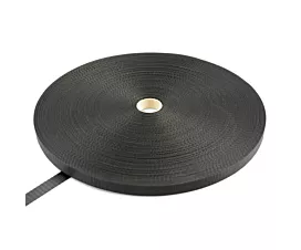 All - Black Webbing Polyester strap - 25mm - 2,250kg - 100m in roll - Black