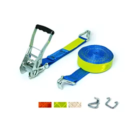 All Tie-Down Straps 50mm Tie-Down Strap - 5T - 50mm - 2-part - Double J-hook/Rave hook - Fluo + Custom label