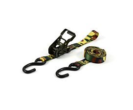 Custom Tie-Down Straps - 25mm 800kg - 25mm - 2-part - Ratchet + S-hook - Camouflage + Custom label