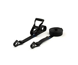 All Black Tie-Down Straps 2.5T - 35mm - 2-part - Ratchet - Black + Custom label