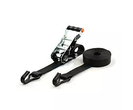 Black - Standard Tie-Down Strap - 2.5T - 35mm - 2-part - Removable ratchet handle - Black + Custom label