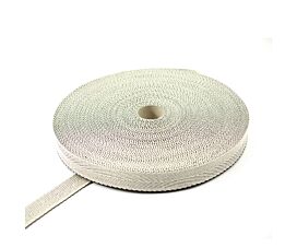 Polypropylene- 30 to 40mm Twill strap 40mm - Cotton + PP - 100kg - 100m roll - White with black