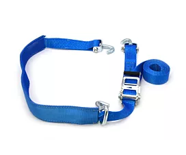Car Transport - 2/3-part Car tie-down strap - 5T - 3.5m - 50mm – Swivel hooks, finger hook, wear sleeve - Blue Car Transport - 2/3-part Car tie-down strap - 5T - 3.5m - 50mm – Swivel hooks, finger hook, wear sleeve - Blue