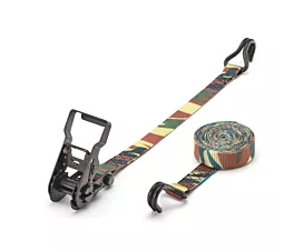 All Tie-Down Straps 25mm Tie-down - 800kg - 25mm - 2-part - Ratchet & Double J-hook - Camouflage + Custom label All Tie-Down Straps 25mm Tie-down - 800kg - 25mm - 2-part - Ratchet & Double J-hook - Camouflage + Custom label