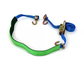 Car Transport - 2/3-part Car tie-down strap - 2,5T - 3.5m - 35mm - Swivel hook, finger hook and wear sleeve - Blue Car Transport - 2/3-part Car tie-down strap - 2,5T - 3.5m - 35mm - Swivel hook, finger hook and wear sleeve - Blue