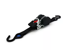 Up to 1.5T - Standard Tie-down - 600kg - 3m - 25mm - Auto-retractable with S-hooks - Black