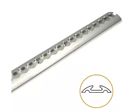 All Rails, Cargo Bars & Planks L-track airline rail - 2.54m – Semi-circular (Aluminum)