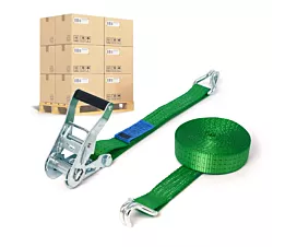 Pallet Tie-Down Straps 35mm Pallet Tie-downs 2.5T - 6.5m - 35mm - 2-part - Double J-hook - Green - 480pcs