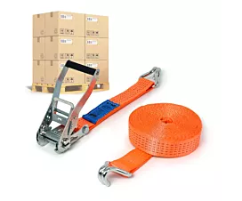 Pallet Tie-Down Straps 50mm Pallet Tie-downs - 5T - 9m - 50mm - 2-part - Double J-hook - Orange - 256pcs