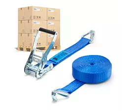 Pallet Tie-Down Straps 50mm Pallet Tie-downs - 5T - 9m - 50mm - 2-part - Double J-hook - Blue - 256pcs