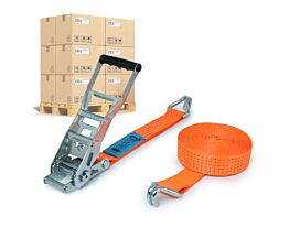 All Tie-Down Straps per Pallet ERGO 5T pallet - 9m - 50mm - 2-part - Double J-hook - STF500 - Orange - 192pcs