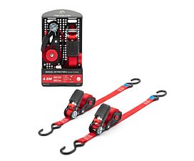 All Tie-Down Straps & Accessories 500kg - 4.5m - 25mm - S-hooks - Retractable - Red - 2pcs