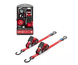 All Tie-Down Straps Car & Motor Tie-down - 500kg - 4.5m - 25mm - S-hooks - Retractable - Red - 2pcs