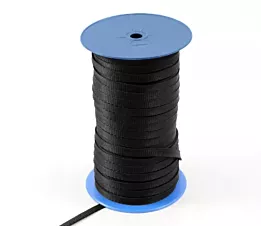 All Webbing Rolls - PP Polypropylene webbing - 10mm - 200kg - Spool - Black All Webbing Rolls - PP Polypropylene webbing - 10mm - 200kg - Spool - Black
